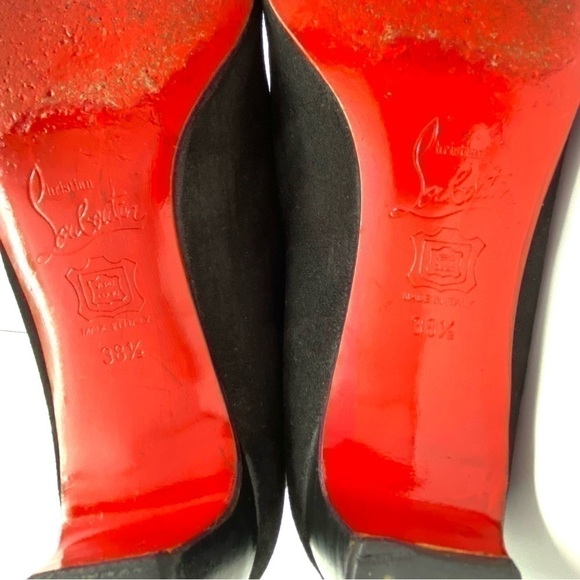 CHRISTIAN LOUBOUTIN TALL KNEE HIGH LOW HEELS RIDING BOOTS BLACK SUEDE SZ 6.5 - Picture 13 of 15